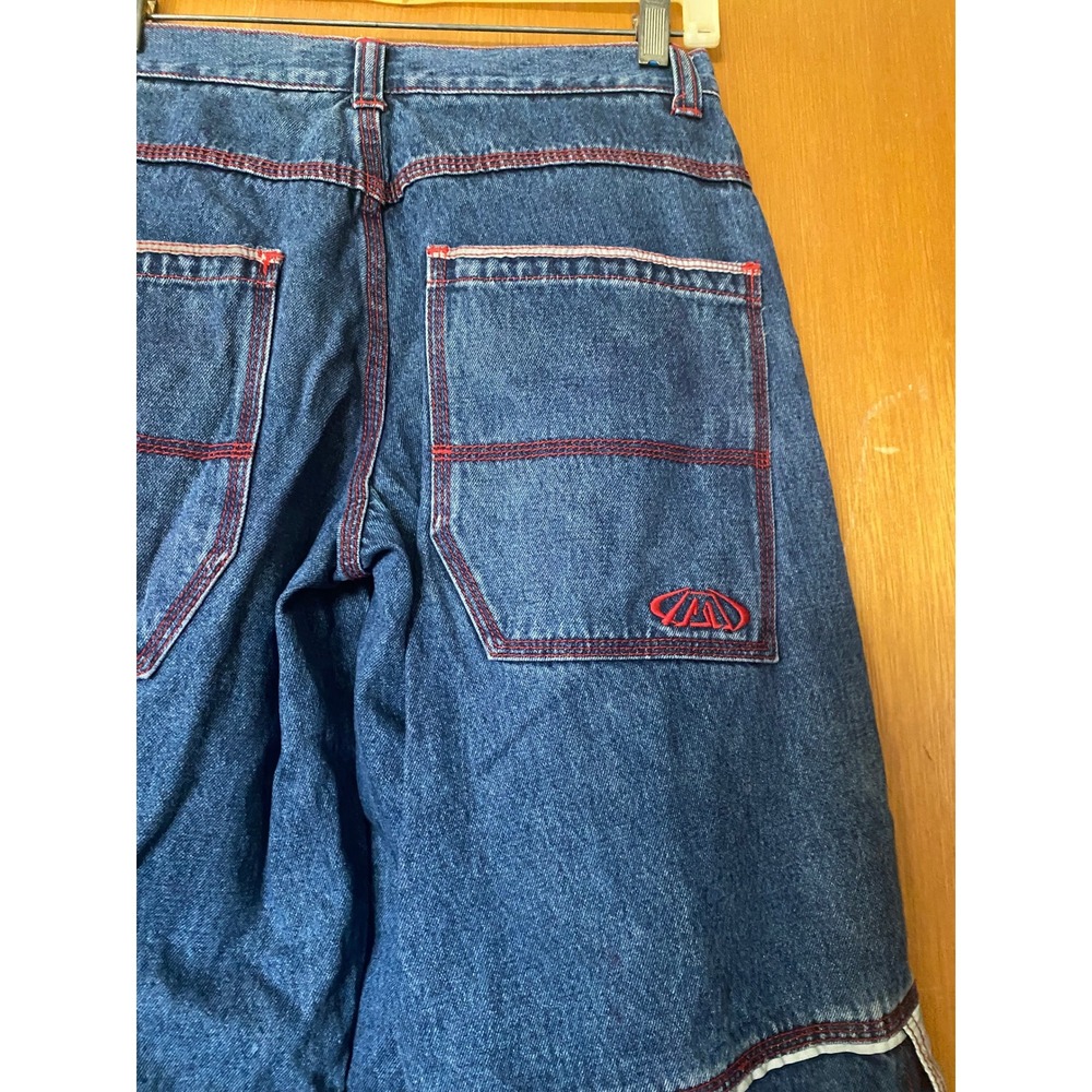 Vintage Y2K Macgirl Wide Leg Blue Contrast Stitching Jeans 3 Egirl Baggy Grunge - Picture 7 of 8